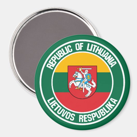 Litouwen Round Emblem Magneet (Voorkant / Achterkant)