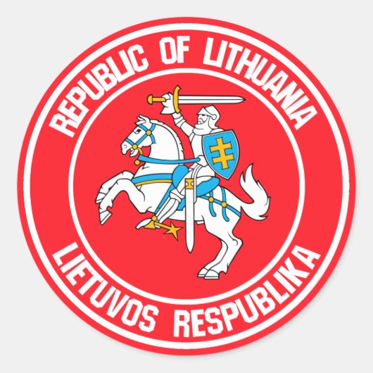 Litouwen Round Emblem Ronde Sticker (Voorkant)