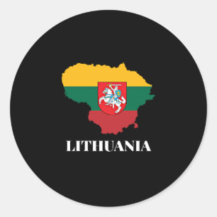 Litouwen silhouet en vlag ronde sticker