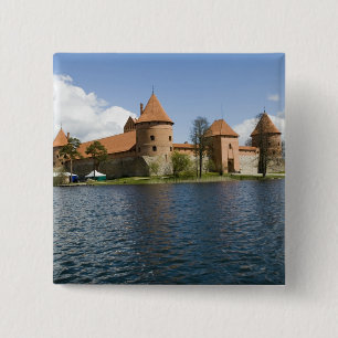 Litouwen, Trakai. Island Castle 3 Vierkante Button 5,1 Cm