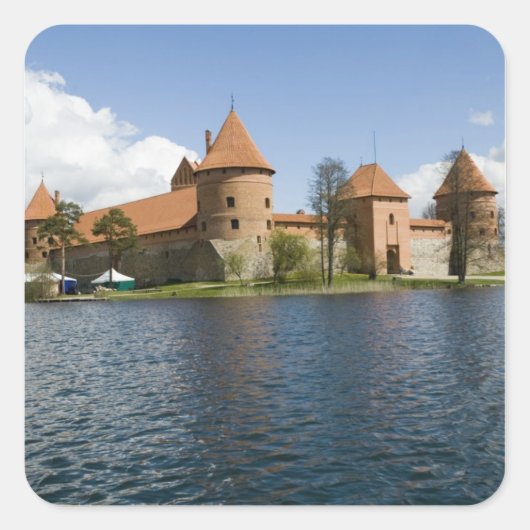 Litouwen, Trakai. Island Castle 3 Vierkante Sticker (Voorkant)