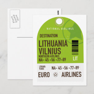 Litouwen Vilnius vliegticket Briefkaart