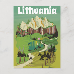 Litouwen vintage stijl reisposter briefkaart