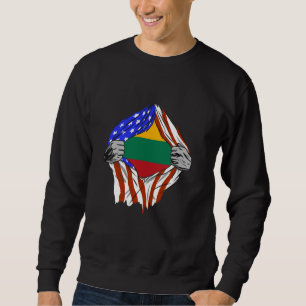 Litouwen Vlag VS Amerika Borst Litouws Trots Trui