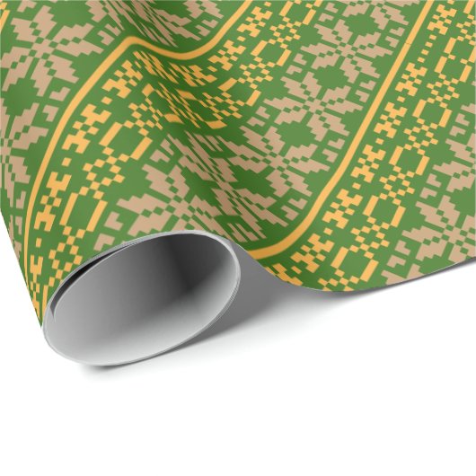 Litouws Folk-kunstgroen sterpatroon Cadeaupapier (Rol Hoek)