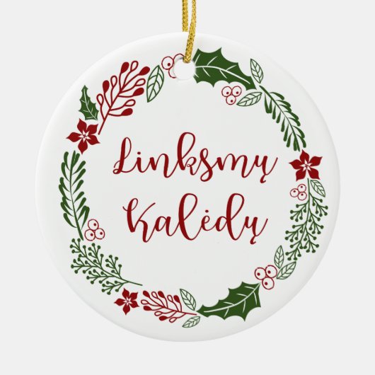 Litouws kerstfeest met linksmų Kalėdų Keramisch Ornament (Voorkant)