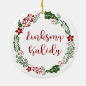 Litouws kerstfeest met linksmų Kalėdų Keramisch Ornament (Achterkant)
