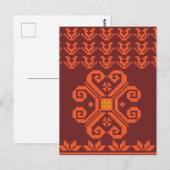 Litouws patroon van rode en Oranje volken Briefkaart (Voorkant / Achterkant)