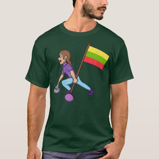 Litouwse Curling Vlag van Litouwen T-shirt (Voorkant)