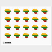 Litouwse vlag kaart ronde sticker (Vel)