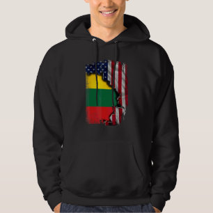 Litouwse WORTELS Half Amerikaanse Vlag Patriottisc Hoodie