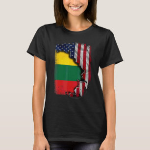 Litouwse WORTELS Half Amerikaanse Vlag Patriottisc T-shirt