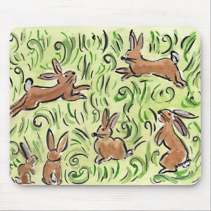 Litte Brown Bunnies Hopping Muismat