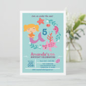 Littel Mermaid Invitation de fête d'anniversaire (Debout devant)