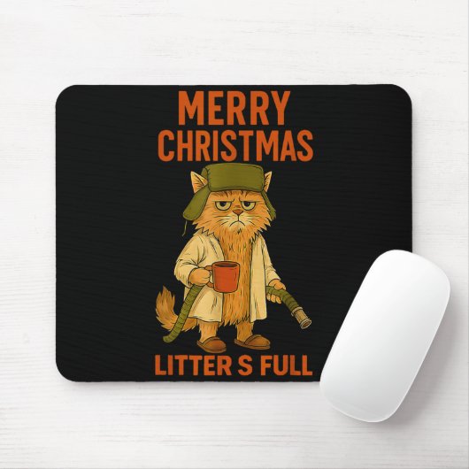 Litter's Full Merry Christmas Funny Cat Lovers Hol Muismat (Met muis)