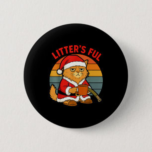 Litter's Volle Kattenkerstkostuum Vermoeide Litter Ronde Button 5,7 Cm