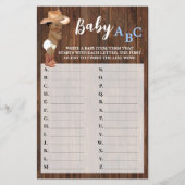 Little AA Cowboy Baby ABC Baby shower Game Kaart (Voorkant)