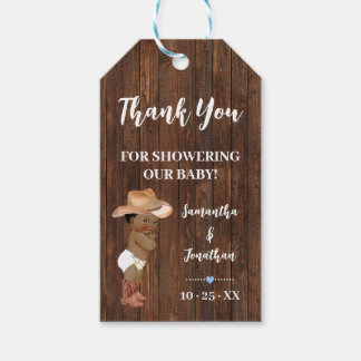 Little AA Cowboy Blue Baby shower Faux Wood Favori Cadeaulabel
