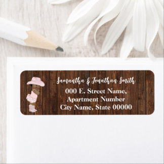 Little AA Cowgirl Baby shower Retouradres Etiket