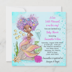 Little African Mermaid Baby shower Invitation Kaart