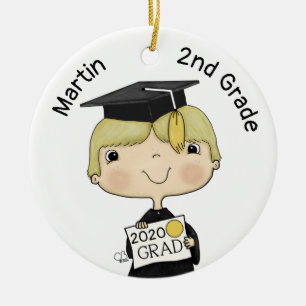 Little Afstuderen Boy Blond Hair Keramisch Ornament
