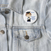 Little Afstuderen Boy Brown Hair Ronde Button 5,7 Cm (In situ)