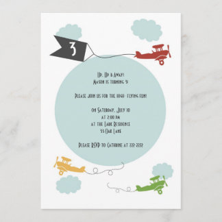Little Airplanes Birthday Invitation Kaart