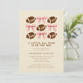 Little All Star Football en Bows Baby shower Inv Kaart (Staand voorkant)