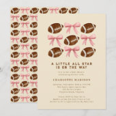 Little All Star Football en Bows Baby shower Inv Kaart (Voorkant / Achterkant)