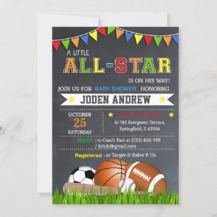 Little All Star Sports Baby shower Uitnodiging