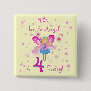 Little Angel 4th Verjaardag T-shirts en geschenken Vierkante Button 5,1 Cm