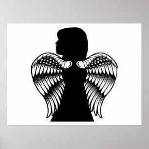 Little Angel girl Child Silhouette Fantasy art Poster