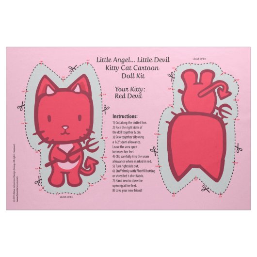 Little Angel... kleine duivel Kitty Cat Doll Kit Stof (Fat Quarter)