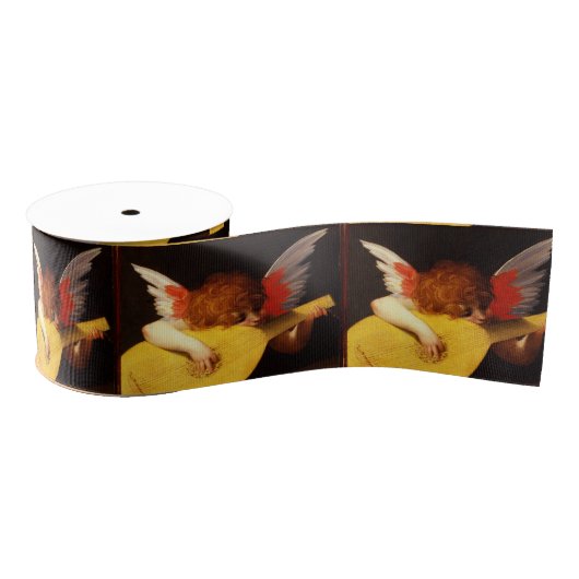 LITTLE ANGEL PLAYING LUTE Music Making Cherub Grosgrain Lint (Spoel)