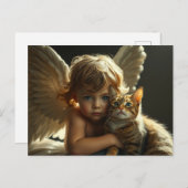 little angel with his cat briefkaart (Voorkant / Achterkant)