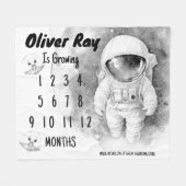 Little Astronaut Milestone Blanket Fleece Deken (Voorkant (Horizontaal))