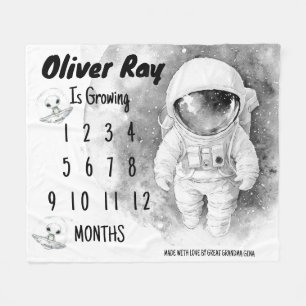 Little Astronaut Milestone Blanket Fleece Deken