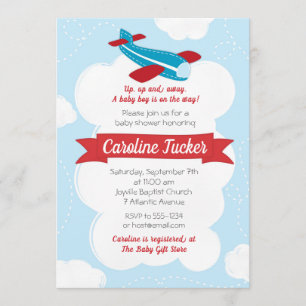 Little Aviator Vliegtuig Baby shower Invitation Kaart