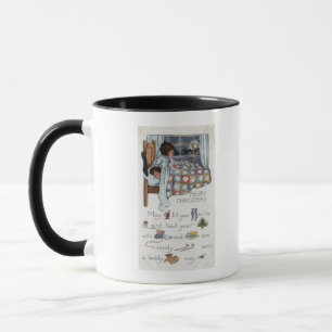Little Awaken Girl Spies Santa en Sleigh Mok