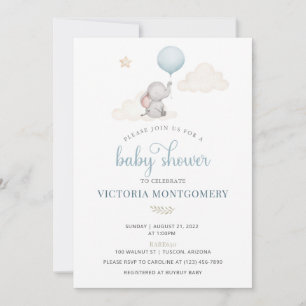 Little Baby Elephant Baby Shower Invitation Kaart