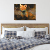 Little Baby Fox Cub Portret Canvas Afdruk (Insitu (Slaapkamer))