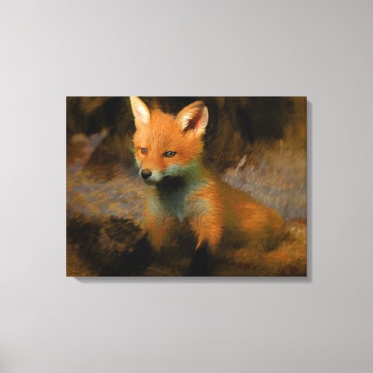 Little Baby Fox Cub Portret Canvas Afdruk (Voorkant)