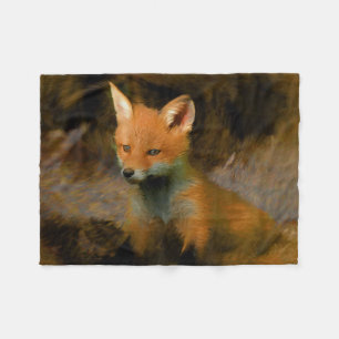 Little Baby Fox Cub Portret Fleece Deken
