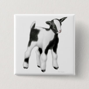 Little Baby Goat Pin Vierkante Button 5,1 Cm