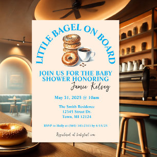 Little Bagel aan boord Baby shower Invitation Kaart