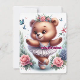 Little Ballerina Bear Birthday Thank-You Card Feestdagenkaart