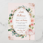 Little Ballerina Roos Gold Floral Kids Verjaardag Folie Uitnodiging (Voorkant)
