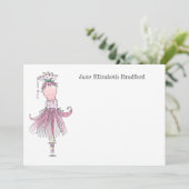 Little Ballerina roze Personalized Bedankkaart (Staand voorkant)