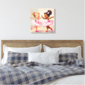Little Ballerinas Dancing Cute Illustration Canvas Afdruk (Insitu (Slaapkamer))