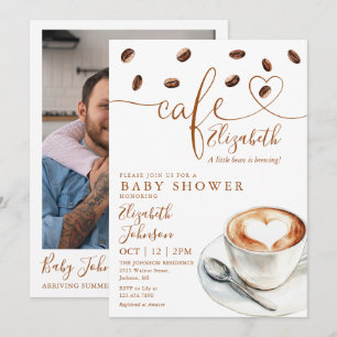 Little Bean Coffee Cafe Foto Baby Shower Kaart
